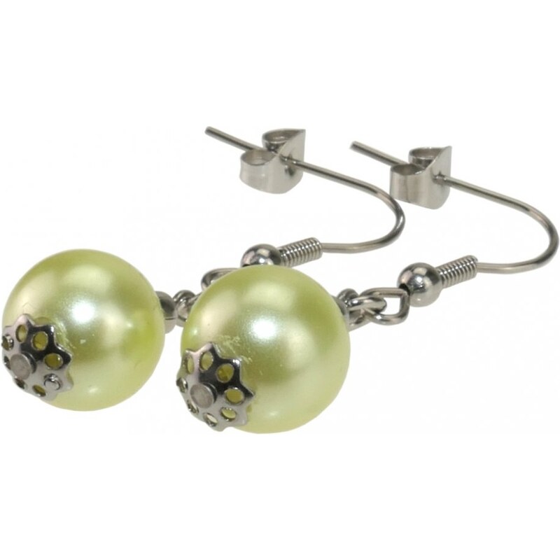 CITY STORM Dámske náušnice visiace z ocele s korálkou - žlté 66853555