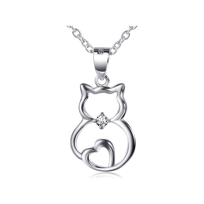 Olivie Strieborný náhrdelník MAČKA SO SRDIEČKOM 5101 23901313