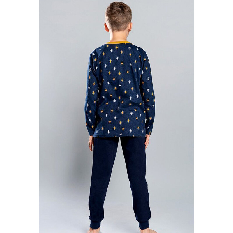 Italian Fashion Detské pyžamo dlhé bavlnené Hviezda Syrius-116, Farba tmavomodrá