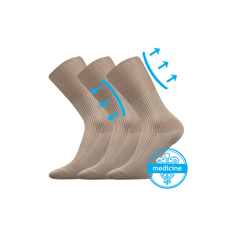 ZDRAVAN zdravotné 100% bavlnené ponožky Lonka Běžová 46-48 3 páry 26251713