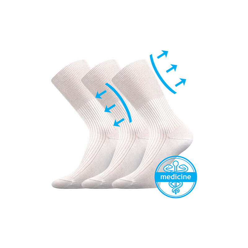 ZDRAVAN zdravotné 100% bavlnené ponožky Lonka Biela 46-48 3 páry 26458607