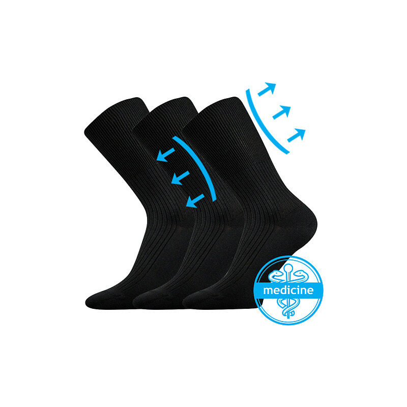 ZDRAVAN zdravotné 100% bavlnené ponožky Lonka Čierna 46-48 3 páry 26458608