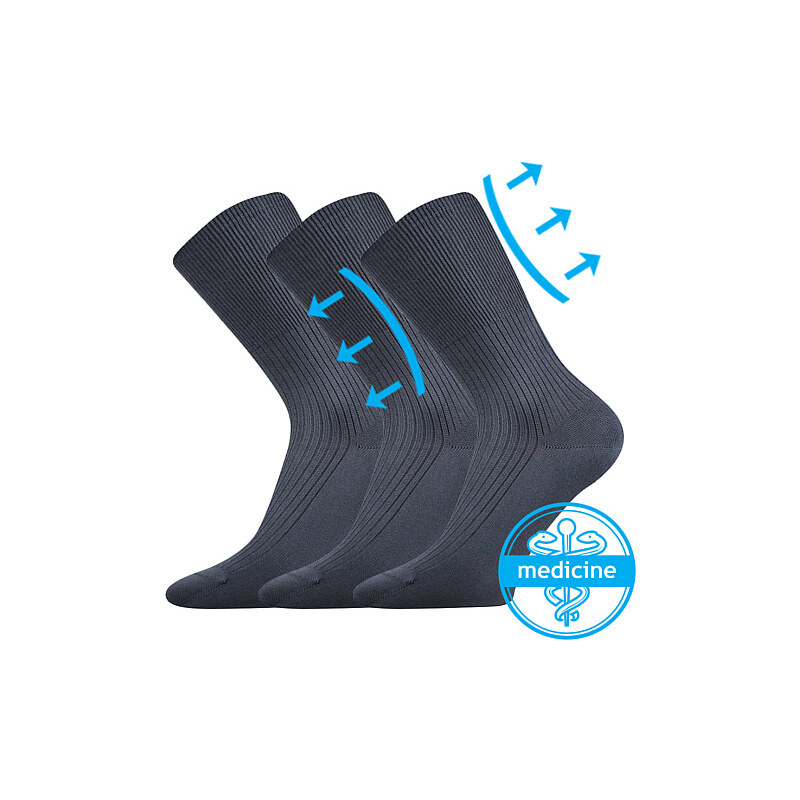 ZDRAVAN zdravotné 100% bavlnené ponožky Lonka Tm. sivá 43-45 3 páry 45102118