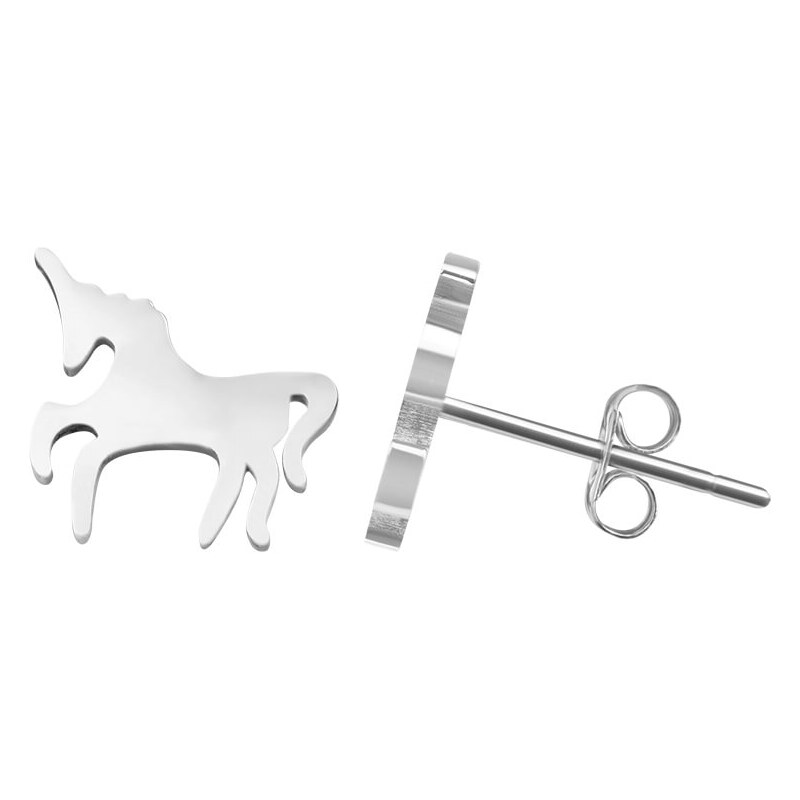 Troli Dizajnové oceľové náušnice Jednorožec 66588578