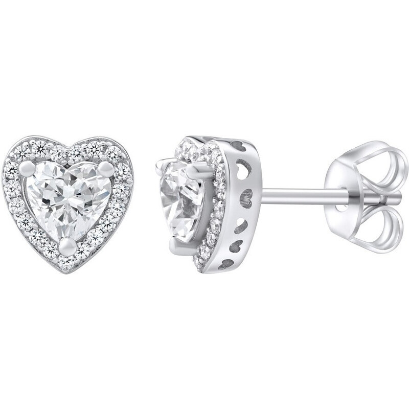Silvego Strieborné náušnice srdce sa Swarovski Zirconia MWE02140 66581178