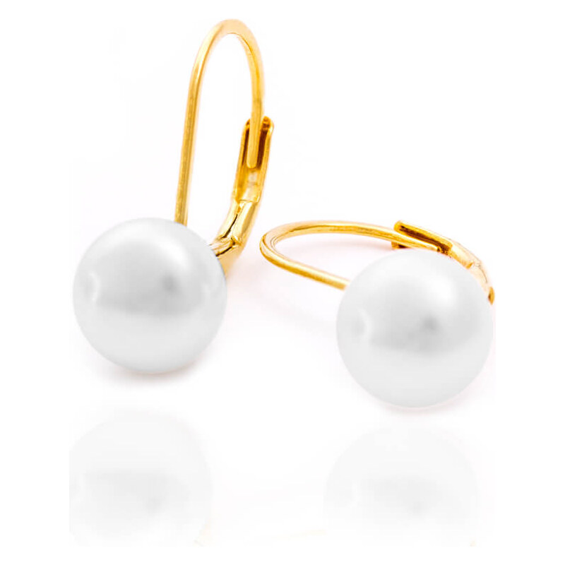 Beneto Pozlátené náušnice zo striebra s pravými perlami AGUC2264P-GOLD 66588140