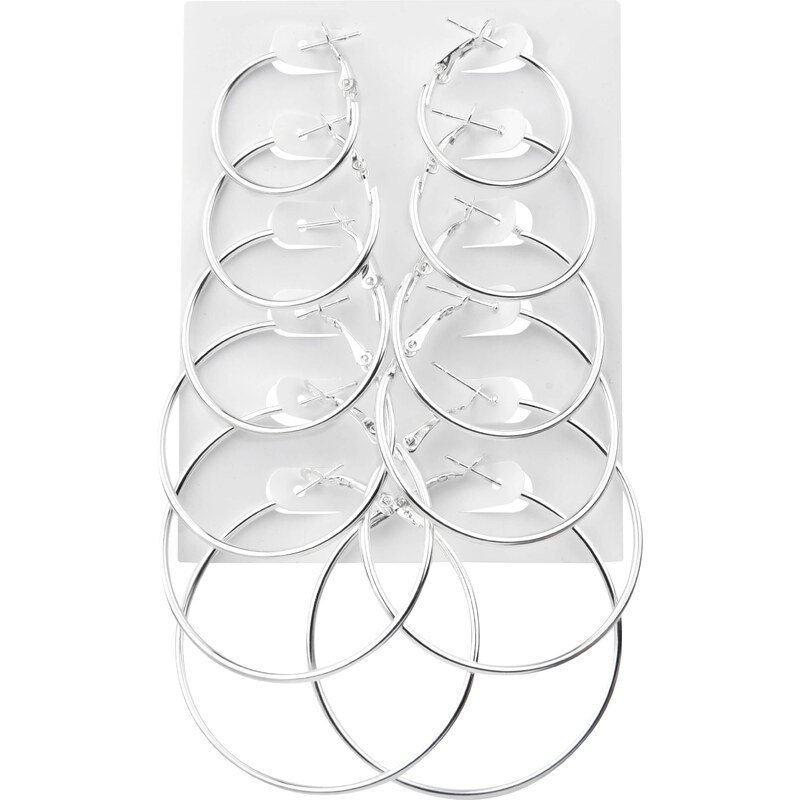 Troli Sada moderných kruhových náušníc Silver (6 párov) 66991438