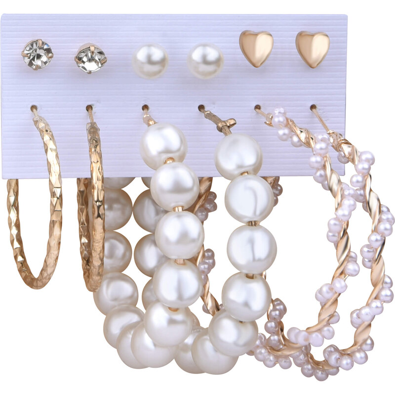 Troli Úžasná sada pozlátených kruhových náušníc a kôstok s perlami (6 66585013