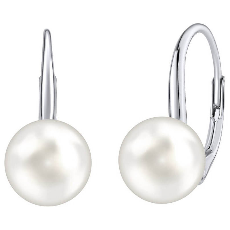 Silvego Strieborné náušnice s bielou perlou Swarovski Crystals 66585780