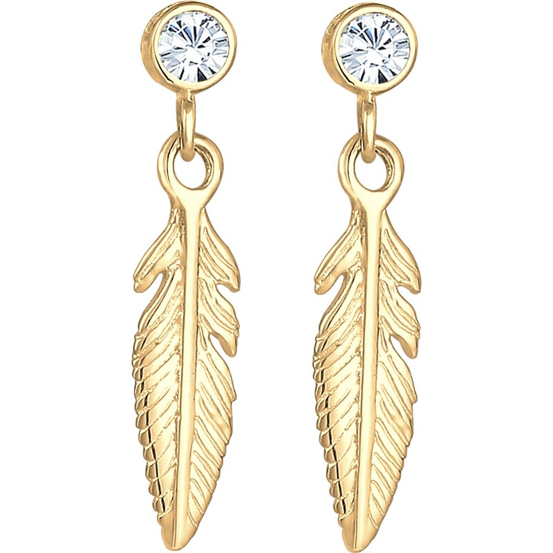 ELLI Náušnice Boho zlatá / priehľadná 24774020