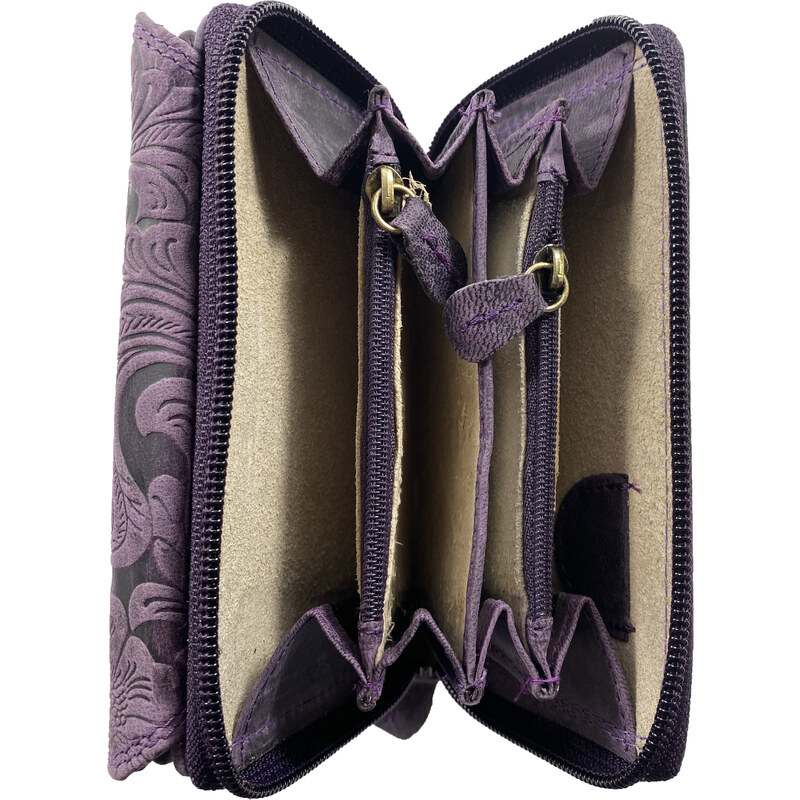 Roberto Dámská kožená peňaženka s motivem - fialová 2819