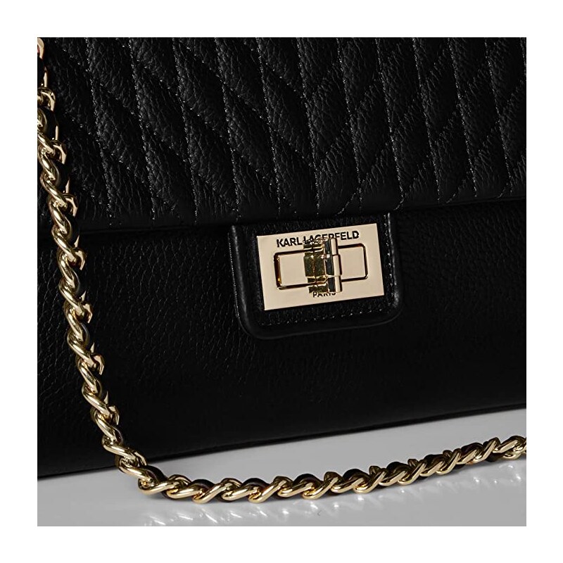 Karl Lagerfeld Paris Agyness Large Shoulder Bag Black Gold