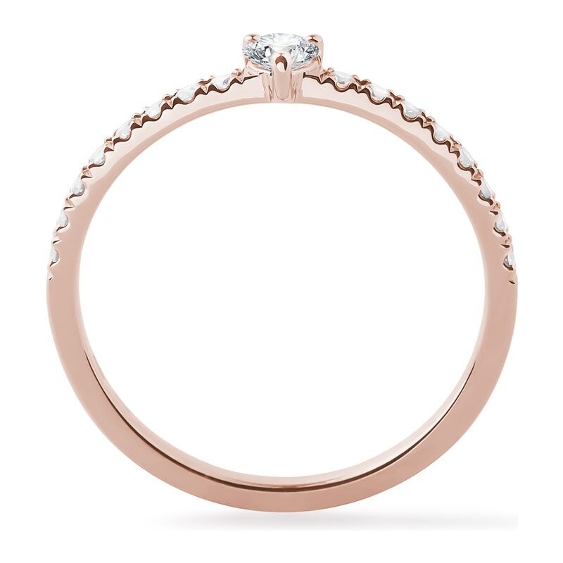 Diamantový prsteň z ružového zlata so srdiečkom KLENOTA K0831014