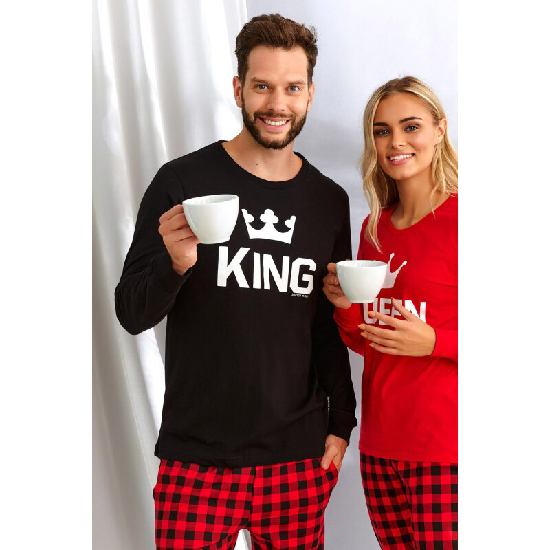 Doctor Nap Bavlnené pánske pyžamo s dlhým rukávom Royal Family King Dn 20164571