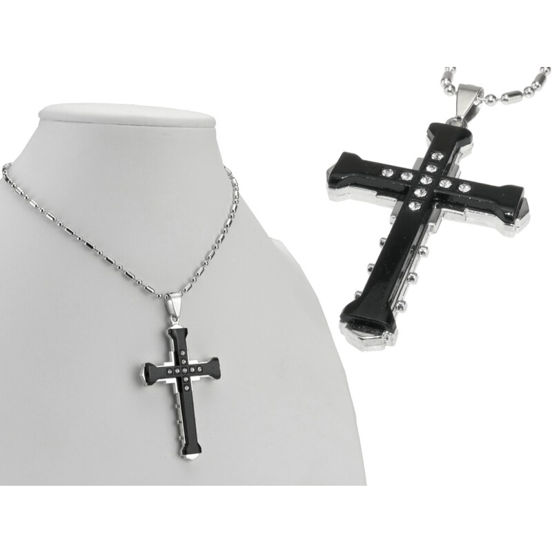 CITY STORM Prívesok kríž s očkami v čiernom prevedení s retiazkou v 66889137