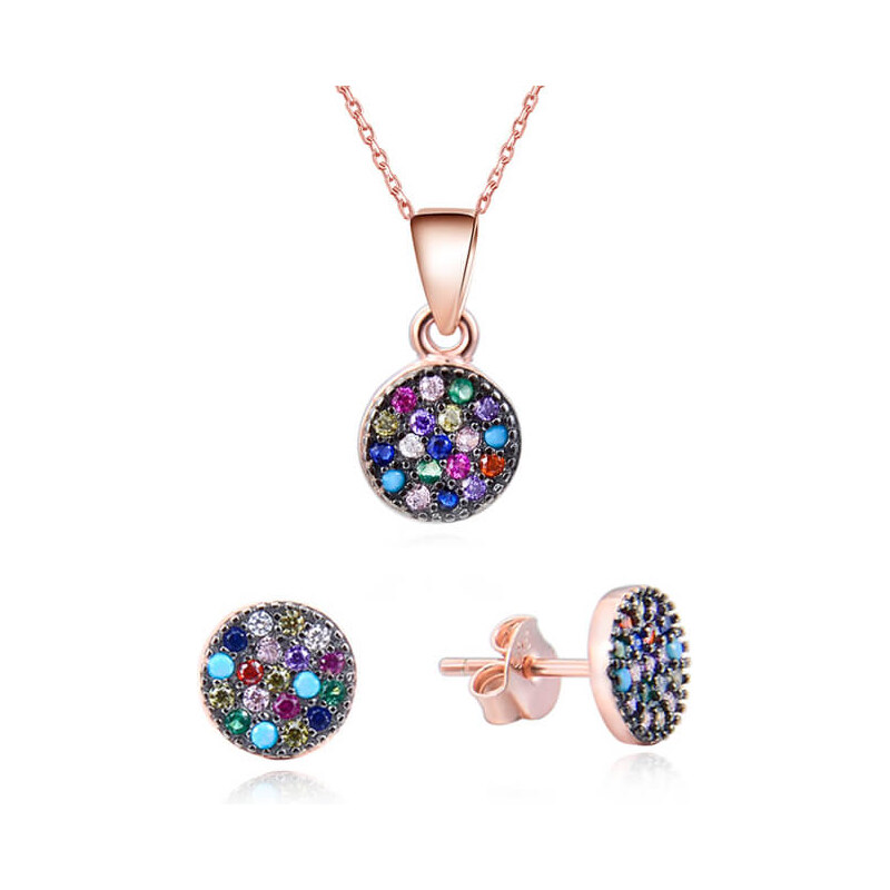 Beneto Súprava šperkov zo striebra s farebnými zirkónmi AGSET284 66584730