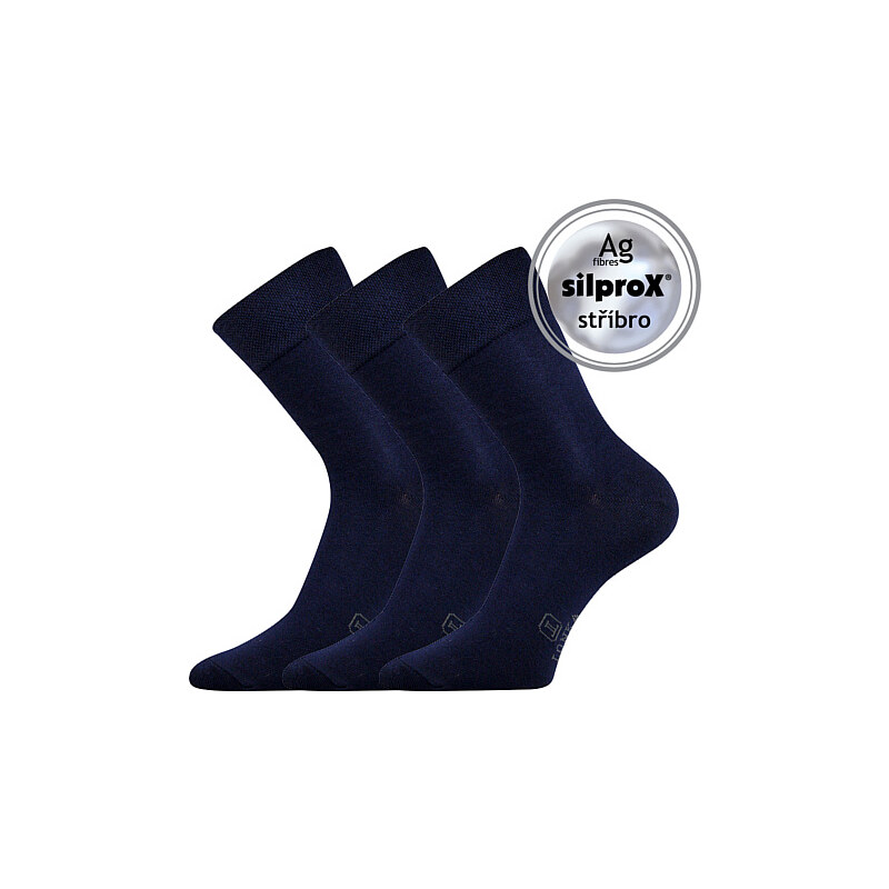 DASILVER spoločenské ponožky so striebrom Lonka Tm. modrá 43-46 3 páry 46950763