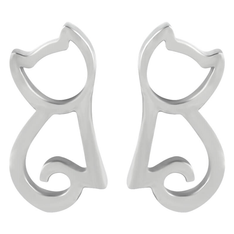 Troli Moderné oceľové náušnice Mačka 66594971