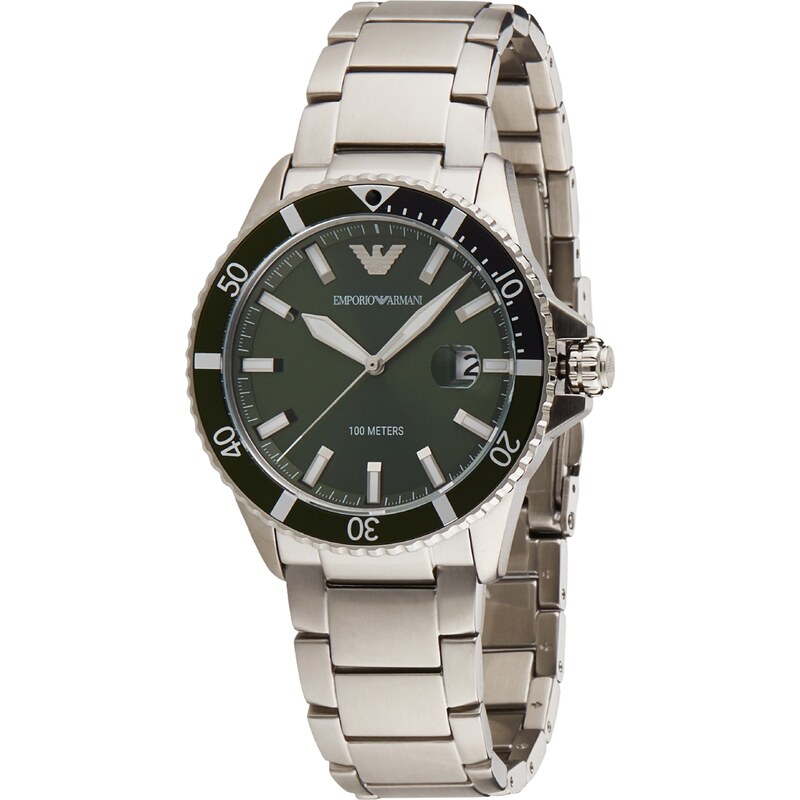 Emporio Armani Analógové hodinky tmavozelená / strieborná 54224944