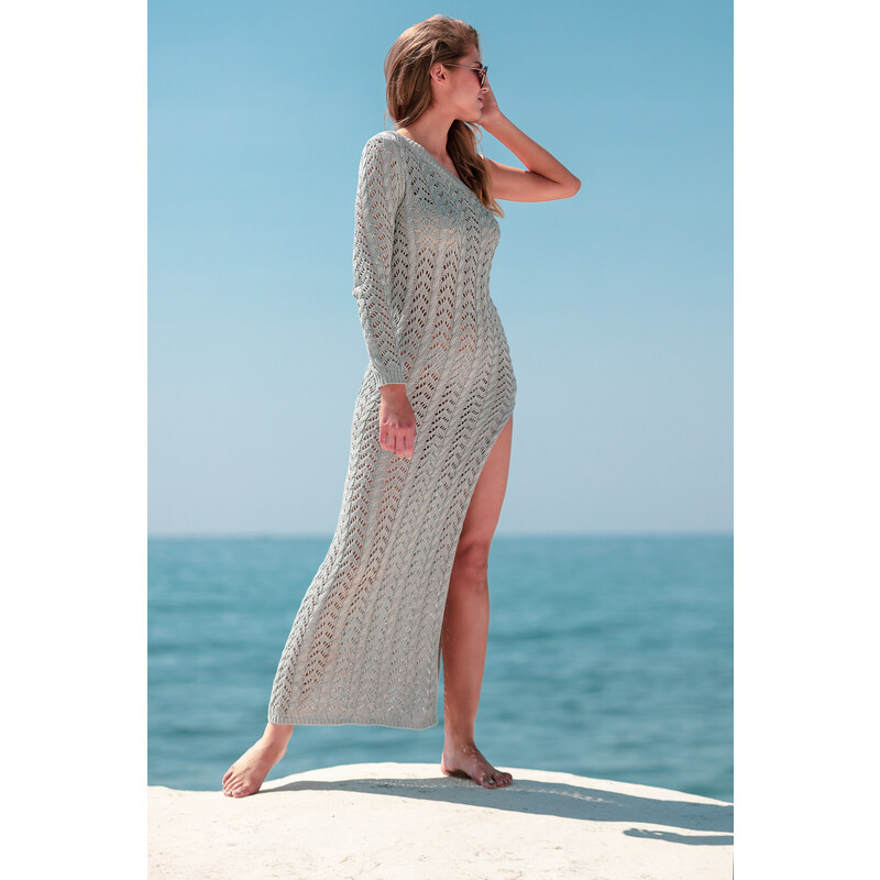 Glara Letné pletené šaty s odhaleným ramenom 24086124
