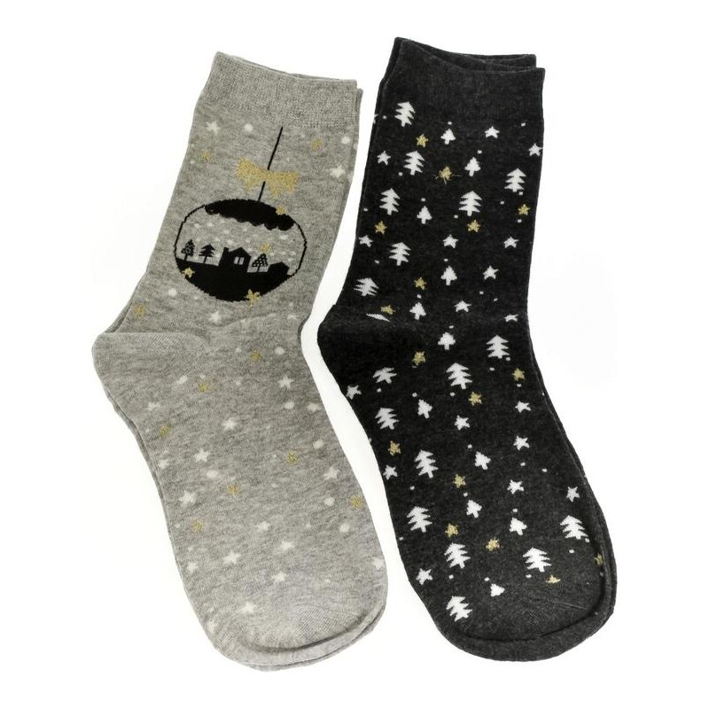 AURA.VIA Sivé ponožky LAZY set 2 páry 24111253