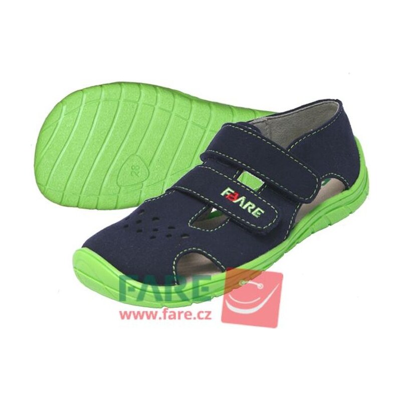 Fare Detské barefoot sandálky modro-zelené A5262201 - 28