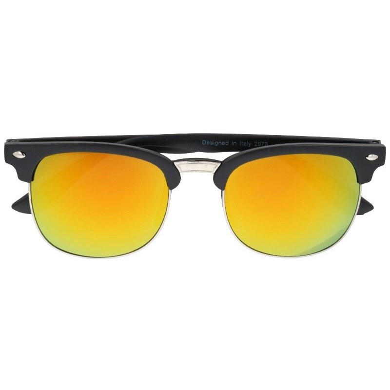 Sunmania Oranžové zrkadlové okuliare Clubmaster "Hype"