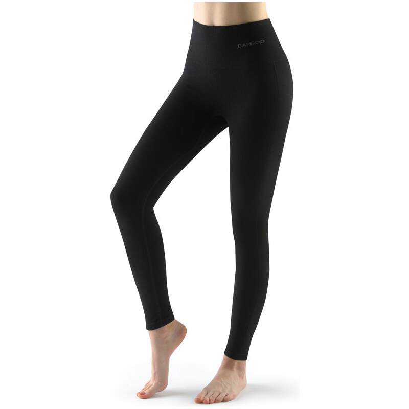 Glara Bezšvíkové čierne dlhé legíny z bambusu 24154284