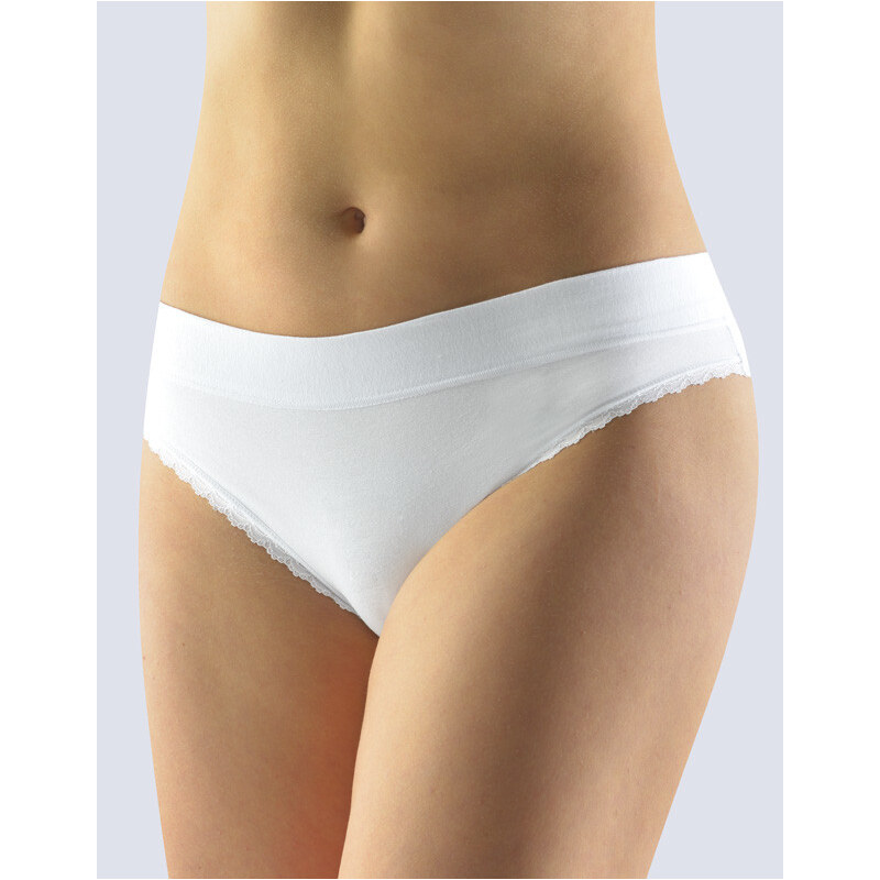 Glara Bavlnené klasické nohavičky s čipkovaným lemom 36988645