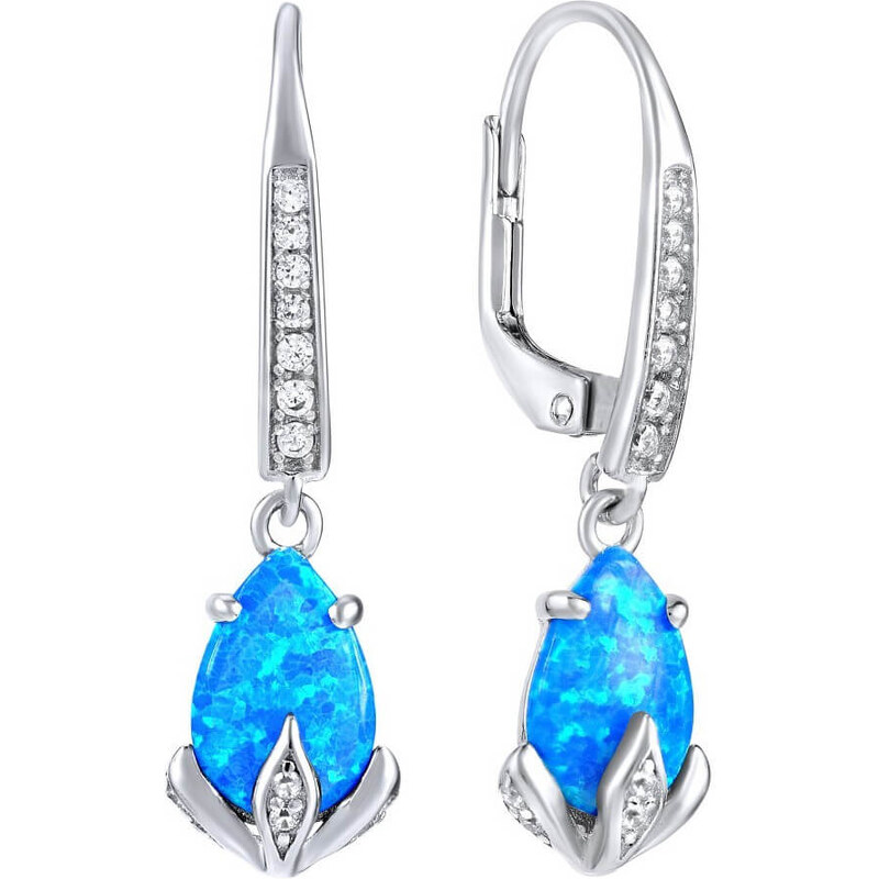 Silvego Strieborné náušnice s modrým syntetickým opál JJJE1267B 66594320