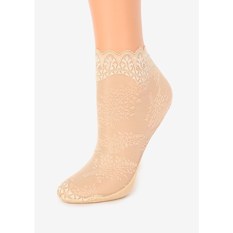 Dámske čipkované ponožky FASHION U24 Marilyn-Beige-Uni