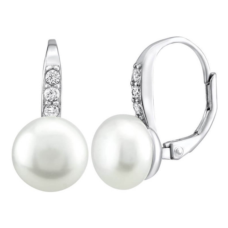 Silvego Strieborné náušnice CASSIDY s bielou prírodnou perlou LPSP0639 66593097