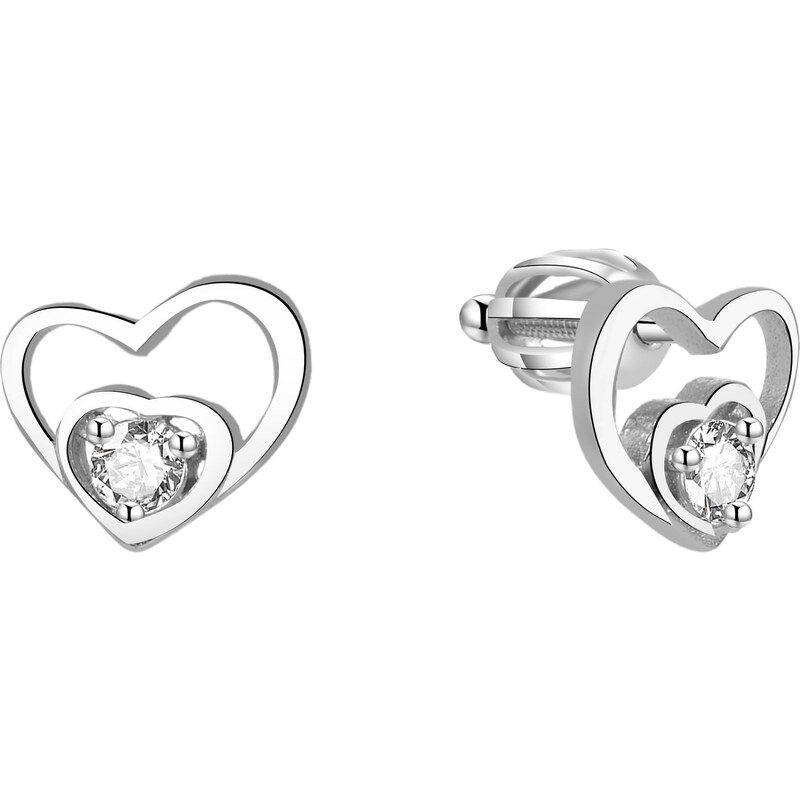 Beneto Strieborné srdiečkové náušnice AGUP1472S 66587113