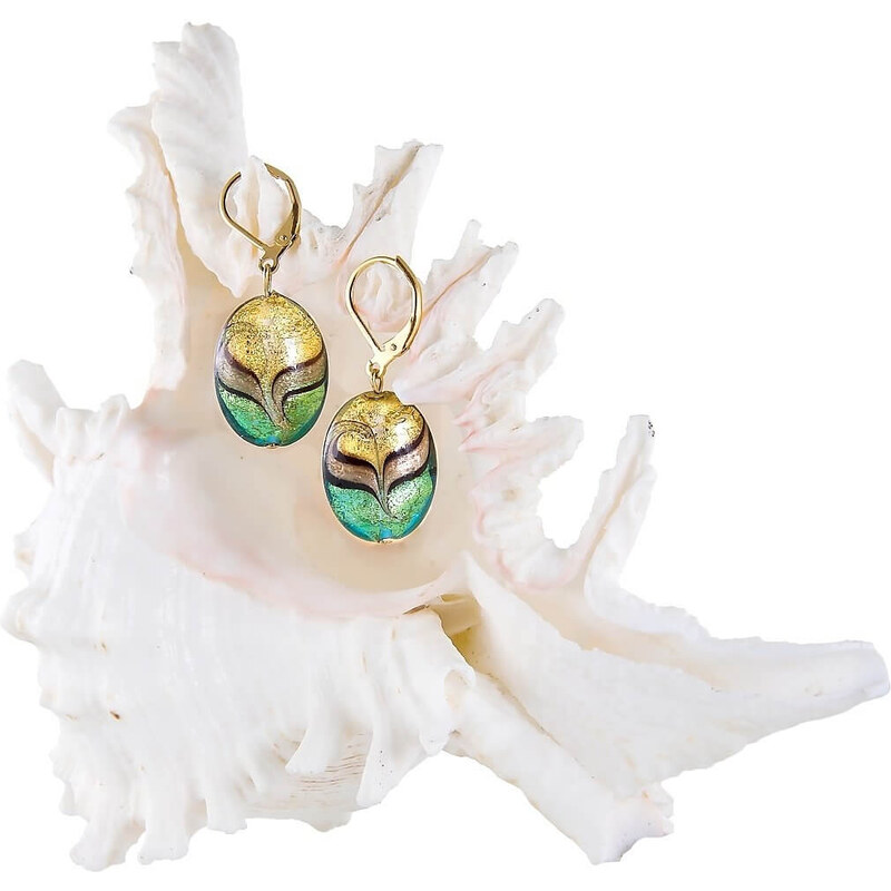 Lampglas Elegantné náušnice Green Sea World z perál Lampglas s 24 66578160