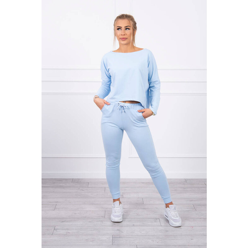 MladaModa Tepláková súprava s oversize blúzkou model 9091 svetlomodrá 24339060
