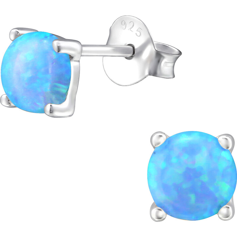 Glory strieborné náušnice Koliesko Opál Azure S1109 24353633