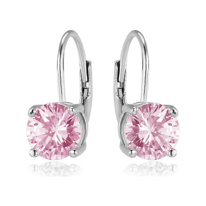 Beneto Strieborné náušnice s ružovými zirkónmi AGUC2233 66587105