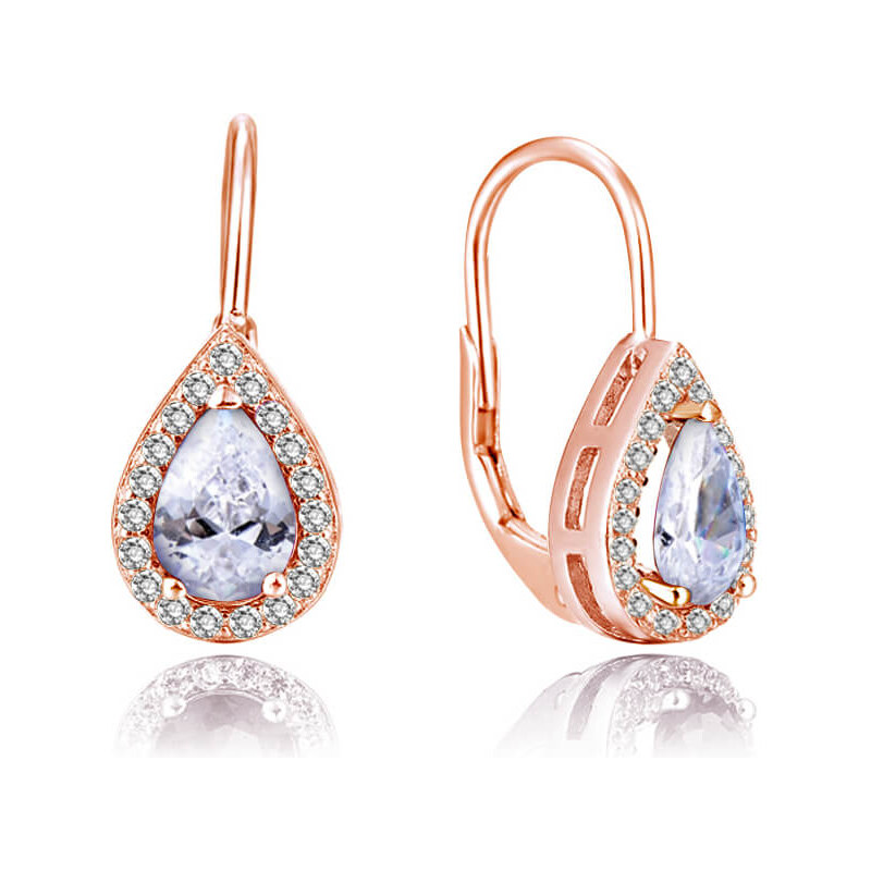 Beneto Pozlátené náušnice s čírymi zirkónmi AGUC2231-ROSE 66593799