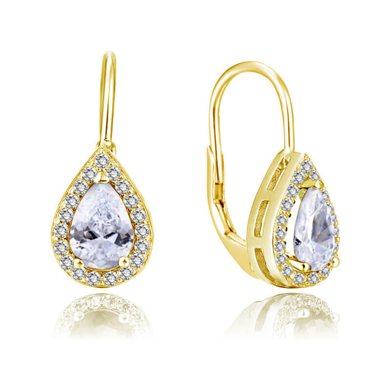 Beneto Pozlátené náušnice s čírymi zirkónmi AGUC2228-GOLD 66579333