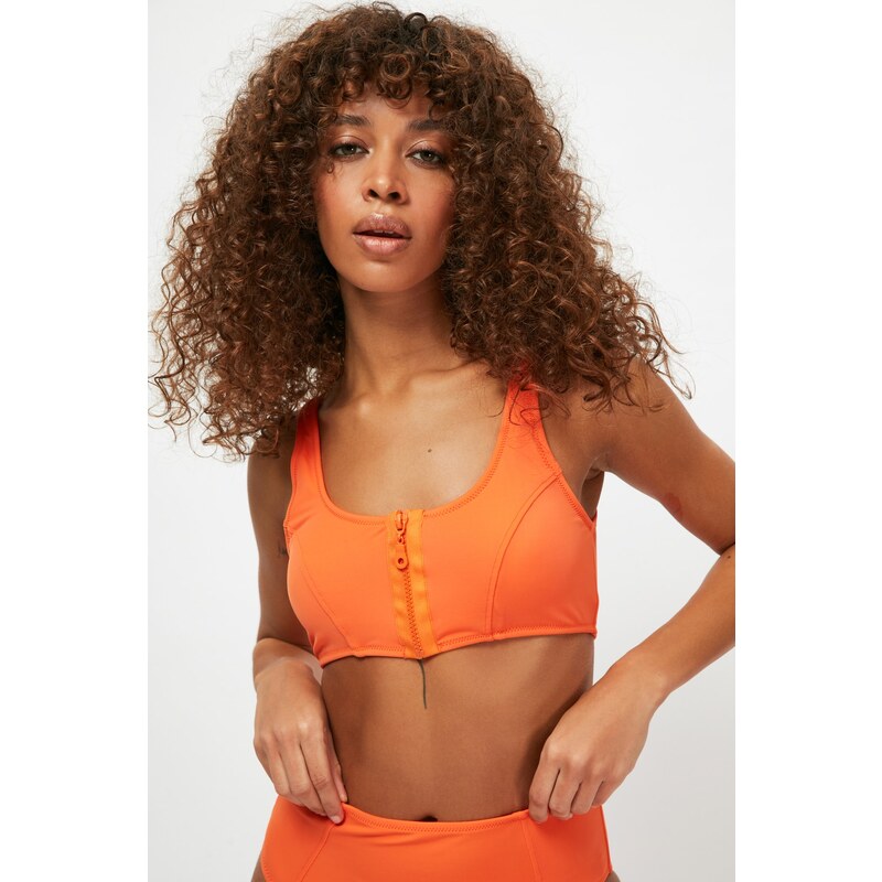 Trendyol Orange Zipper Detailed Bikini Top 55091558