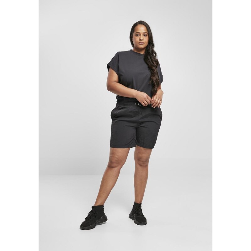 Urban Classics Womens Crinkle Nylon Shorts in Black 50678571