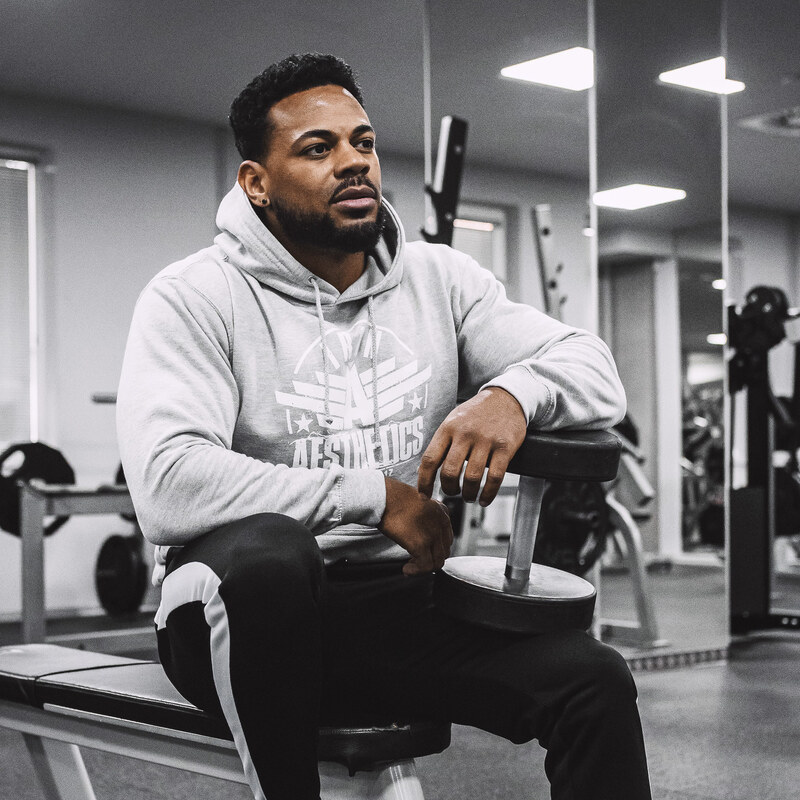 Fitness mikina bez zipsu Iron Aesthetics Force, sivá 24553979