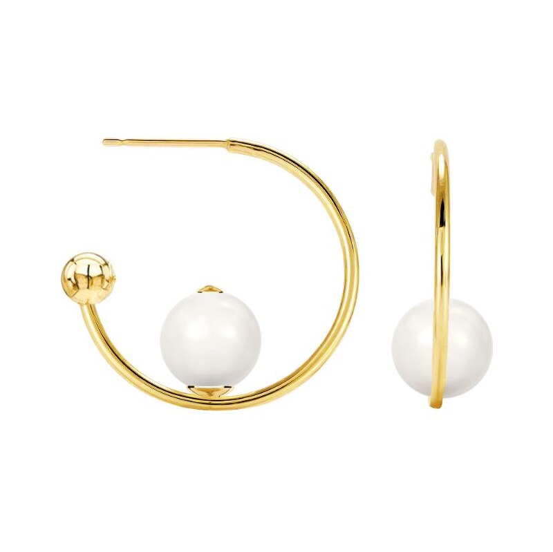 SWAROVSKI Elements Swarovski e. zlaté náušnice polkruhy Arrondi, biele 24594028