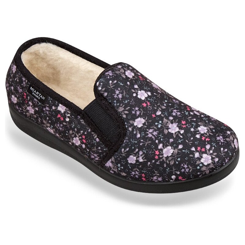 Mjartan Dámske celé papuče zateplené gumička - kvietkované LA 88 41091090