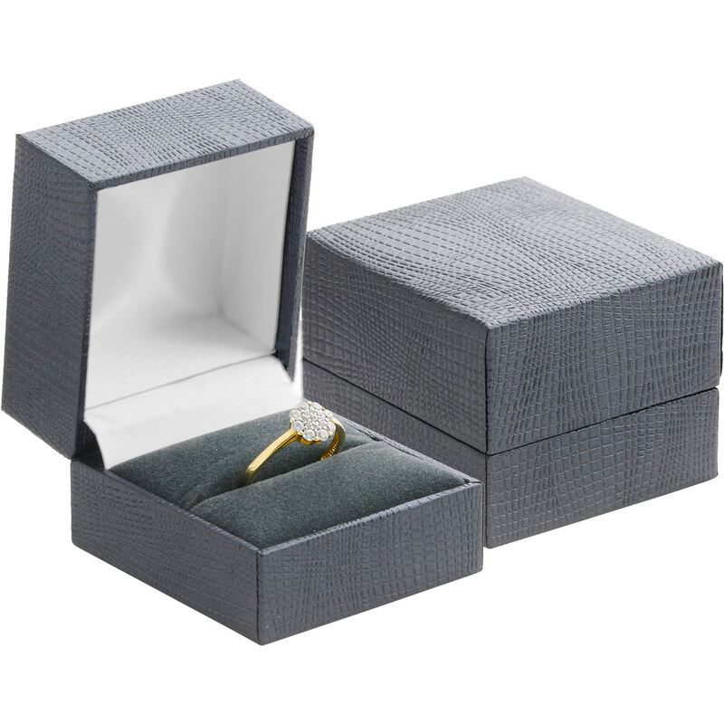 JKBOX Luxusná koženková čierna krabička na prsteň alebo náušnice IK031-SAM