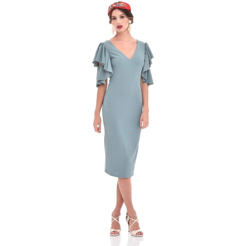 TONALA Mintové púzdrové midi šaty 24620817