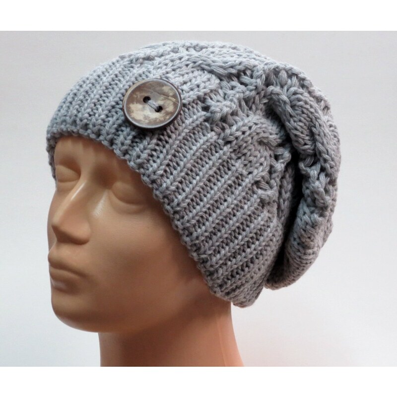 Dámska čiapka s gombíkom- sivá 24431707