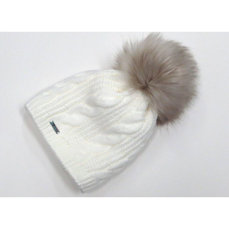 Achti Dámska čiapka s kožušinkou maslová 24431682