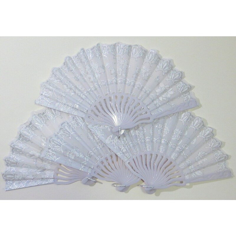 Vejár biely trblietavý- strieborný 2 24432055