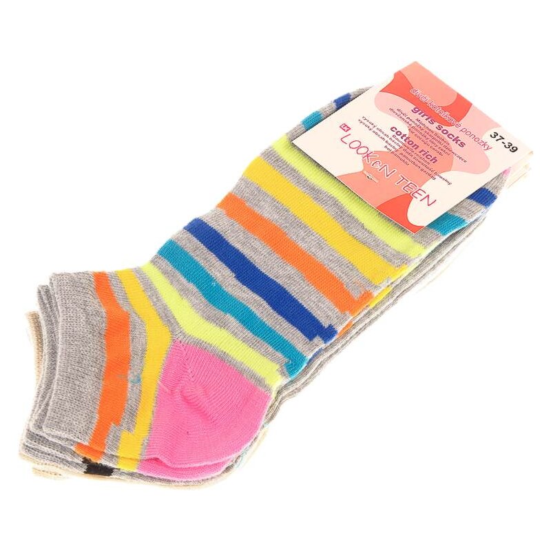 Detské / dámske členkové ponožky dievčenské 3ks Looken 18450864